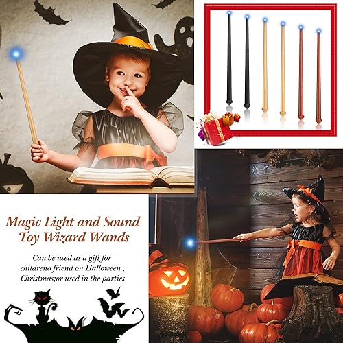 Miniatura 3 de Varita de luz y sonido de 6 piezas de luz y varitas de mago para Halloween Varita mágica de bruja para jugar bruja con luces y sonidos para