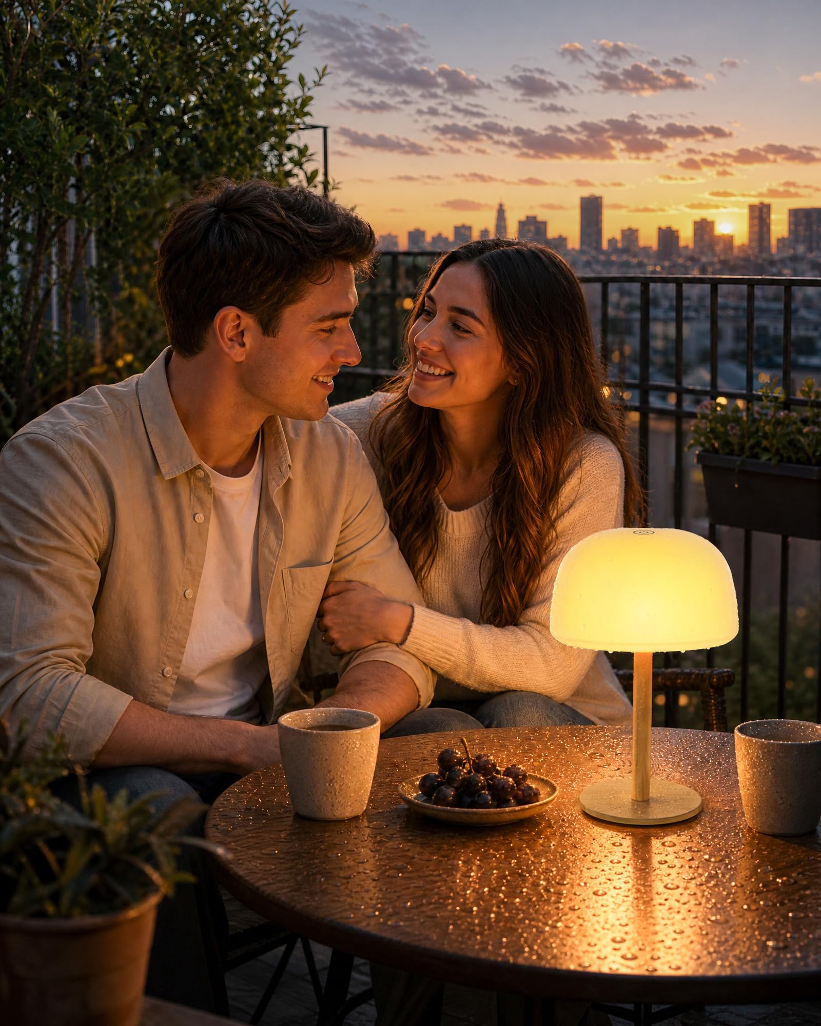 IP65 Wasserdicht Duschlampe, Tischlampe Kabellos Akku 7500 mAh, Touch Nachttischlampe mit Speicherfunktion für Schlafzimmer, Dimmbar 15 RGB Farben, LED Lampe Outdoor, Terrasse, Café, 2p