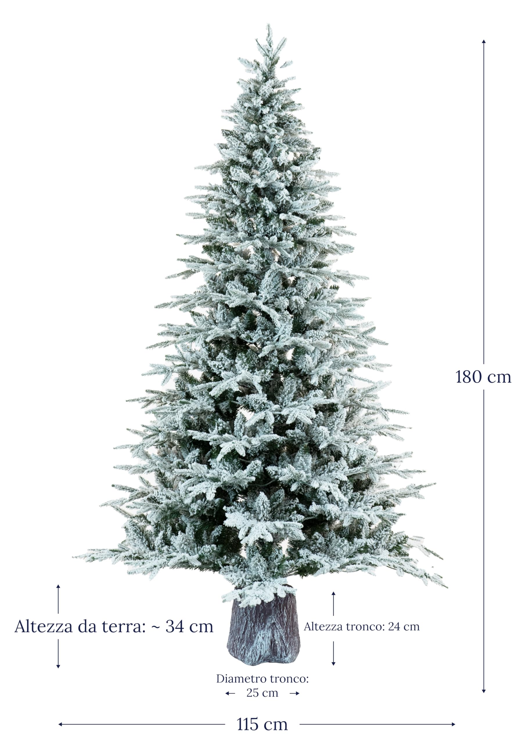 BOP Albero di Natale Innevato NewArtemide 180 cm, con Base Tronco Incorporata, Fogliame in PE Real Touch e PVC, Borsa Omaggio, Apertura ad Ombrello