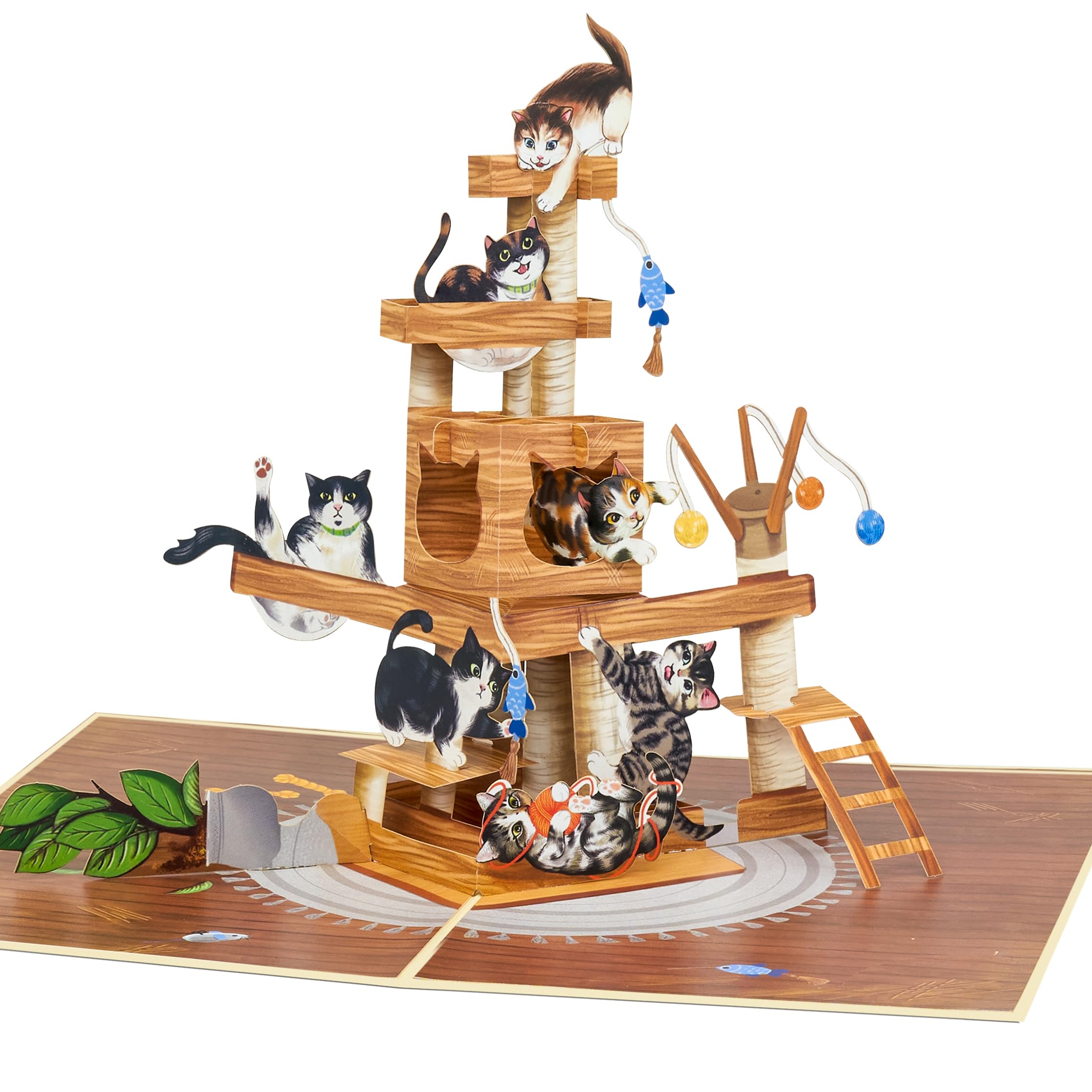 POPWOW Tarjeta desplegable de árbol de gato, gatos divertidos, tarjeta de felicitación 3D, regalos para cumpleaños, día de San Valentín, día de la madre, día del padre, persona de gato, 5 x 7 pulgadas