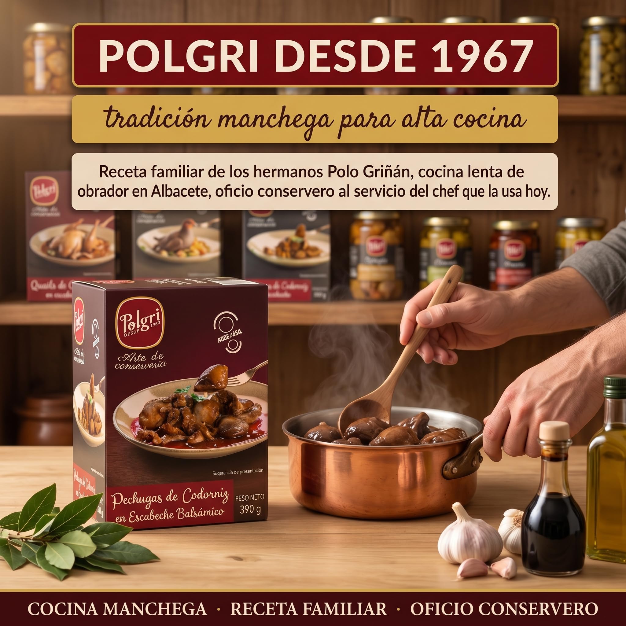 POLGRI Pechugas de Codorniz en Escabeche Balsamico Conserva Gourmet 390 g x 3 latas