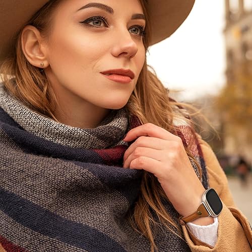Miniatura 6 de Minyee Compatible con Fitbit Versa 3Fitbit Sense Band para mujeres y hombres, correa de cuero delgada y fina, pulsera para Fitbit Versa 3Fitbit
