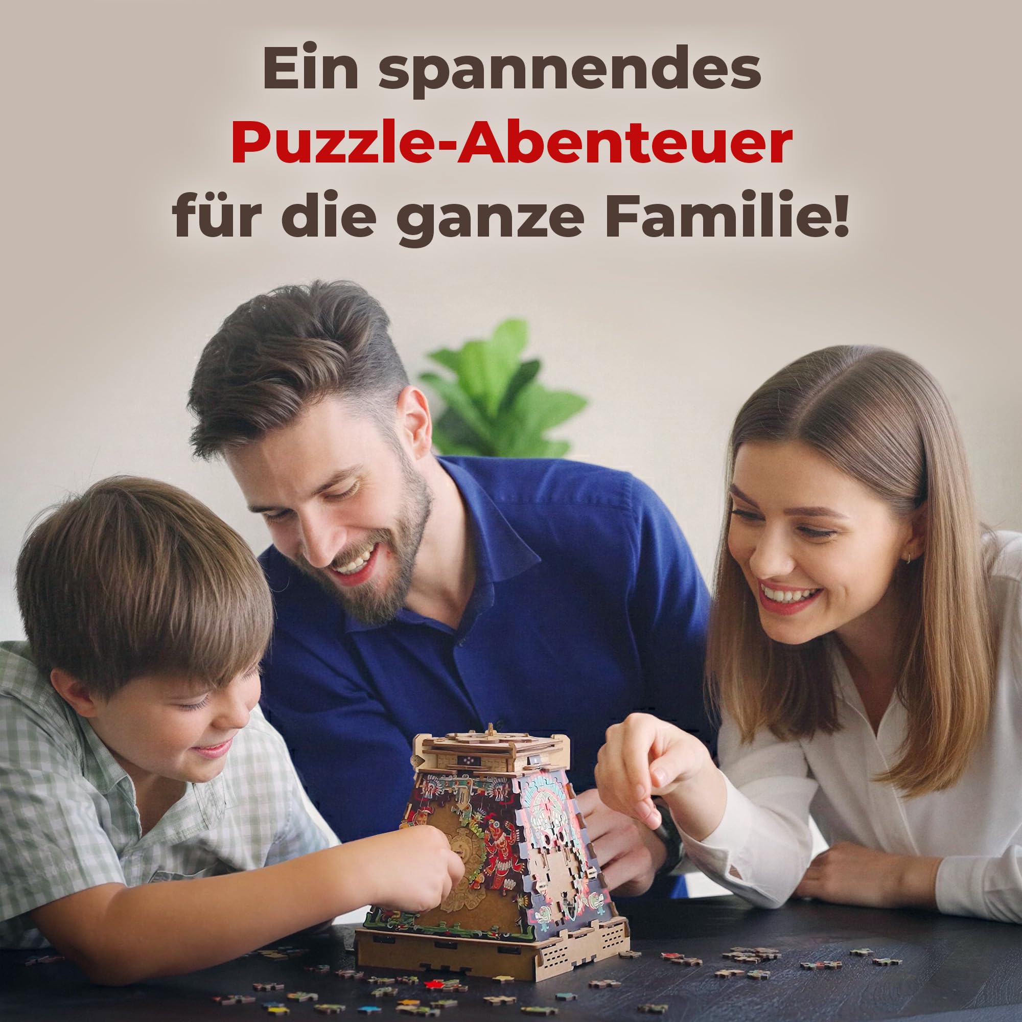 iDventure Cluepuzzle Sonnenpyramide, 3D Holzpuzzle Rätselbox für Erwachsene | Aztekenpyramide, Escape Room Spiel, 3D Jigsaw Puzzle, Knobelspiel, Logikrätsel, Familienspiel mit Geheimfach im Inneren