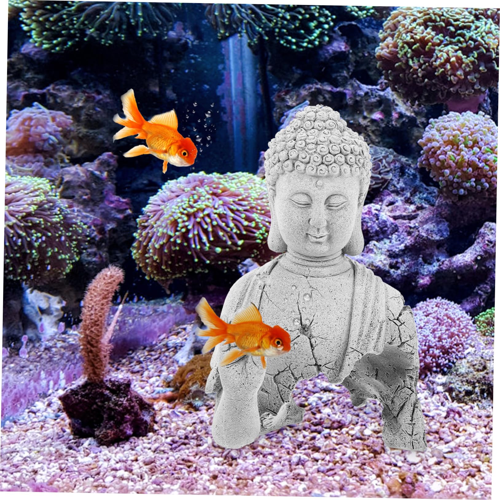 Décoration De Poisson Aquarium Statue Bouddha Élégante pour Décor Aquatique Ornement Culturel Unique pour Réservoirs De Poissons Sculpture Apaisante Et Chic Accessoire De