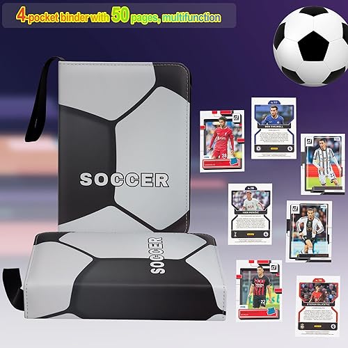 Miniatura 5 de Carpeta de tarjetas compatible con tarjetas de fútbol, tarjetas comerciales, MTG y otros TCG, se adapta a 400 tarjetas con 50 páginas extraíbles,