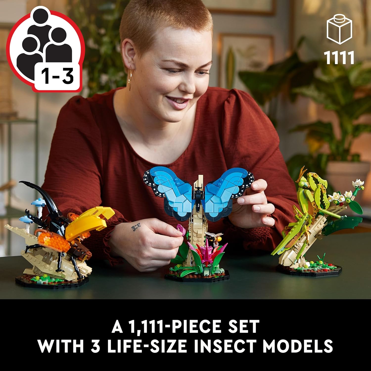 LEGO Ideas The Insect Collection, Fun Gift for Nature Lovers, with Life-Size Blue Morpho Butterfly, Hercules Beetle and Chinese Mantis Display Models, Bug Building Set and Nature Décor, 21342 - Image 2