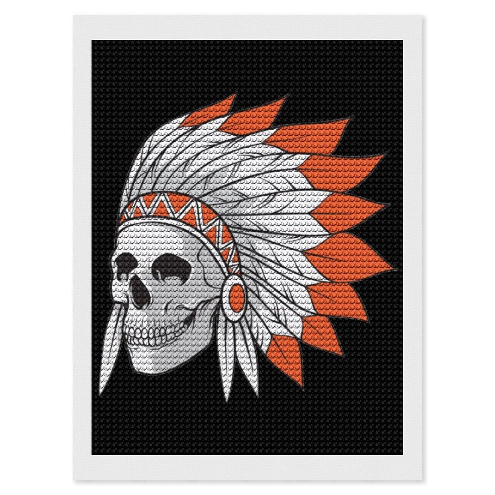 Nclqvjxzkhw Style Indian Skull Diamond Art Painting For Adult Round Diamonds Pictures Arts Crafts Home Wall Decor 12"X16"
