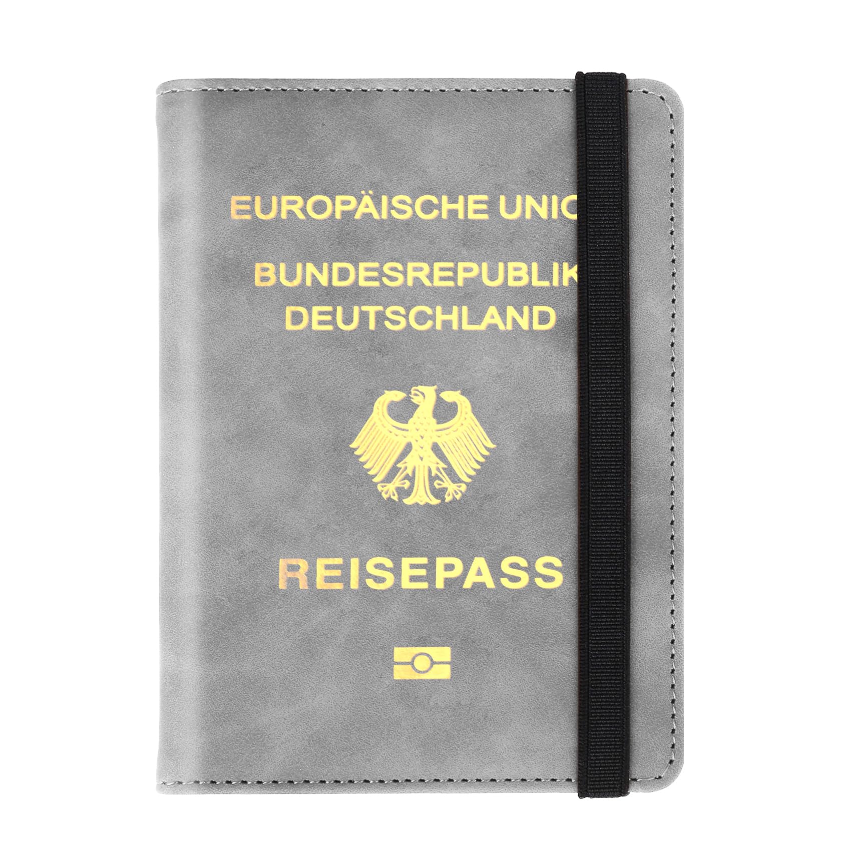NANXJIUR Reisepasshülle, Passhülle mit RFID-Blocker, Schutzhülle Tasche für Kreditkarten, Reisepass Geschenk Passinhaberdeckel Karteninhaber, Ausweis und Reisedokumente (Grau)