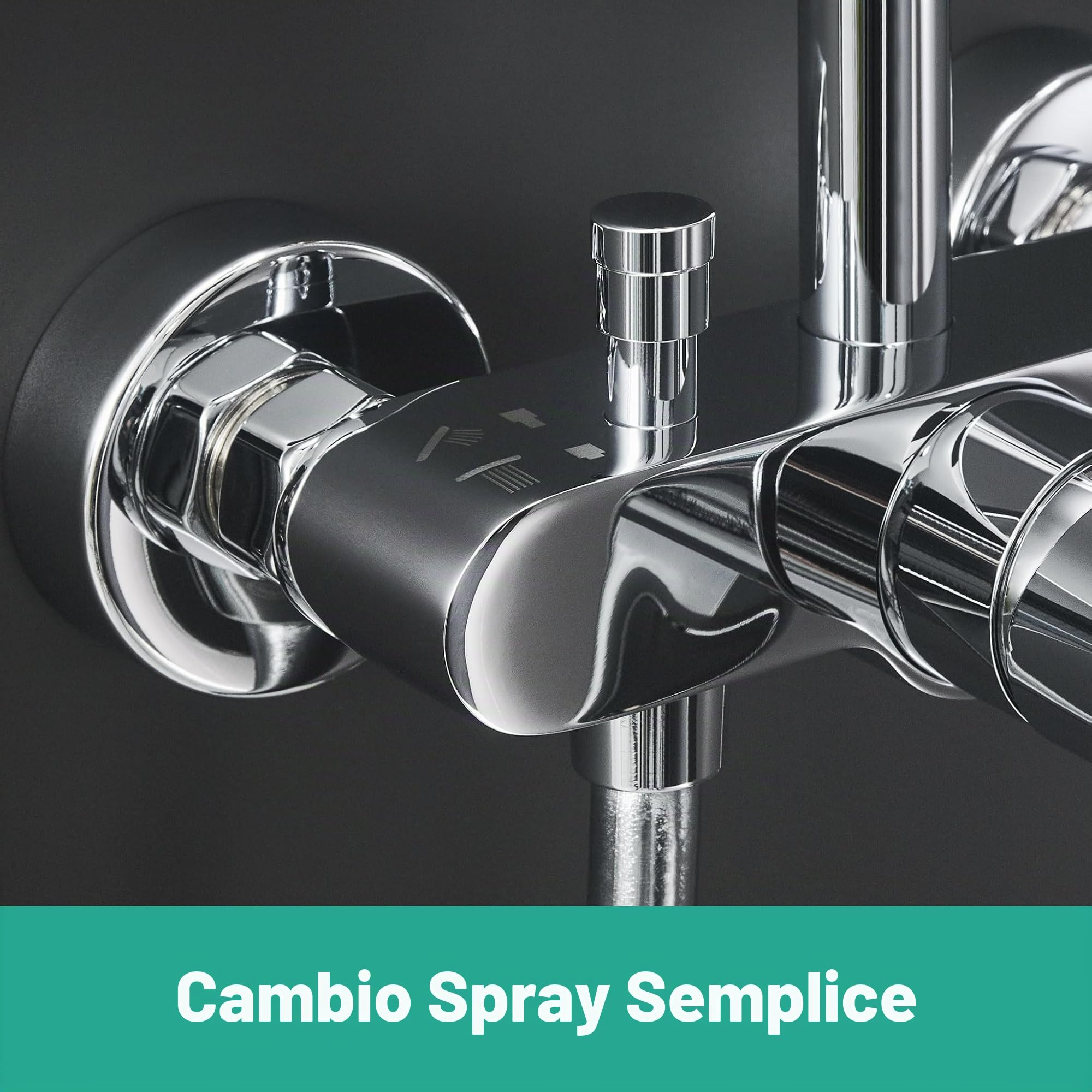 hansgrohe Crometta S - Colonna doccia con miscelatore monocomando, Sistema doccia (⌀ 240 mm) con rubinetto, doccetta (2 getti), tubo, asta e soffione doccia tondo, cromo, 27269000