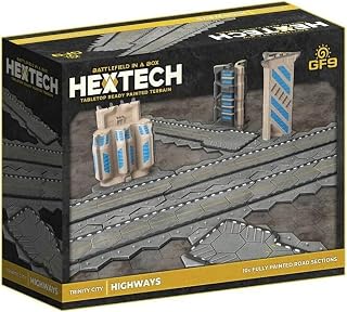 GF9: Hextech Trinity City: Highways - 10 Road Tiles, Battlefield in A Box, Tabletop Ready Painted Terrain, Sci-Fi, RPG Accessory