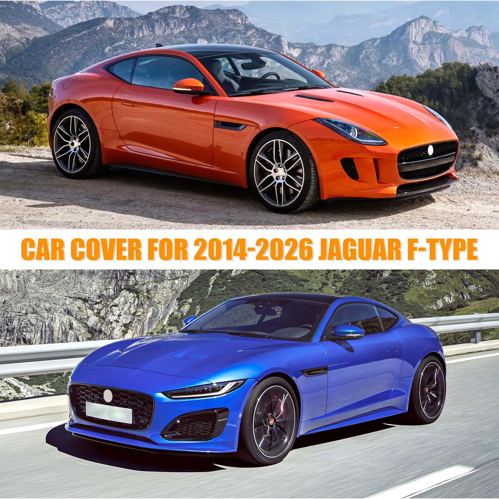 Copertura Auto per Jaguar F-Type 2014-2022, Copertura Auto Impermeabile con Cerniera Porta Laterale, Sole Pioggia Polvere UV Protezione da Tutte le Intemperie Copertura Completa Aperto