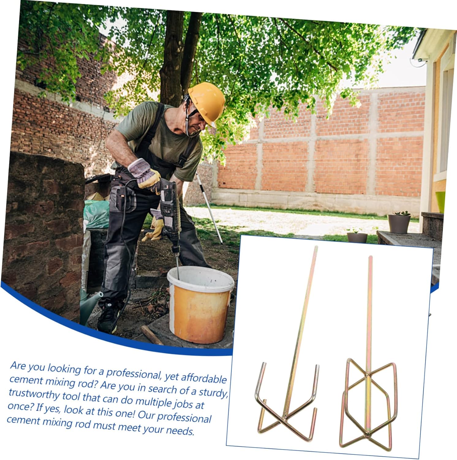 jojofuny Drill Mixer Attachment 2pcs Mud Mixer Paddle for Concrete Drywall Paint High Hardness Sturdy