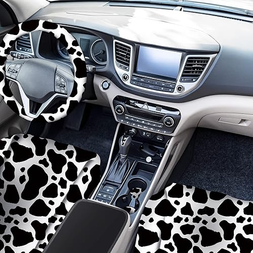 Miniatura 4 de Frienda Juego completo de 13 fundas de asiento de automóvil con estampado de vaca para mujeres y hombres, accesorios de automóvil con estampado de