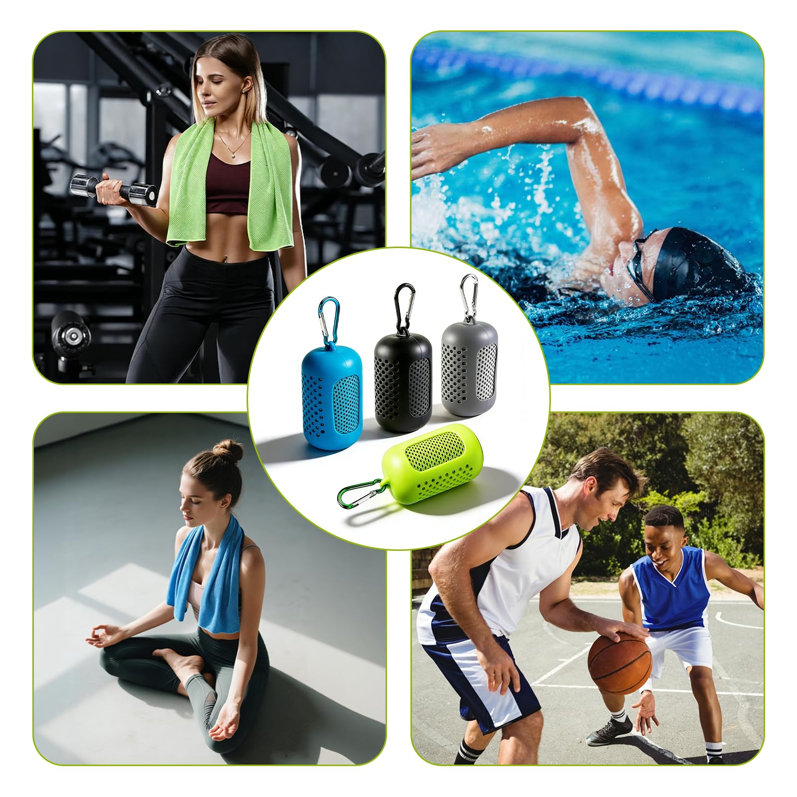 Asciugamano Rinfrescante 4 Pezzi,Cooling Towel in Microfibra ad Asciugatura Rapida,Asciugamano Sportivo Traspirante per Fitness Running Yoga Palestra,30 x 90 cm con Custodia in Silicone