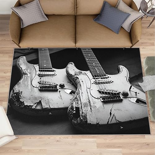 Miniatura 67 de Alfombra de instrumentos musicales – Alfombras de 4 x 5 pies para sala de estar, alfombra de área musical, alfombra de área musical, alfombra