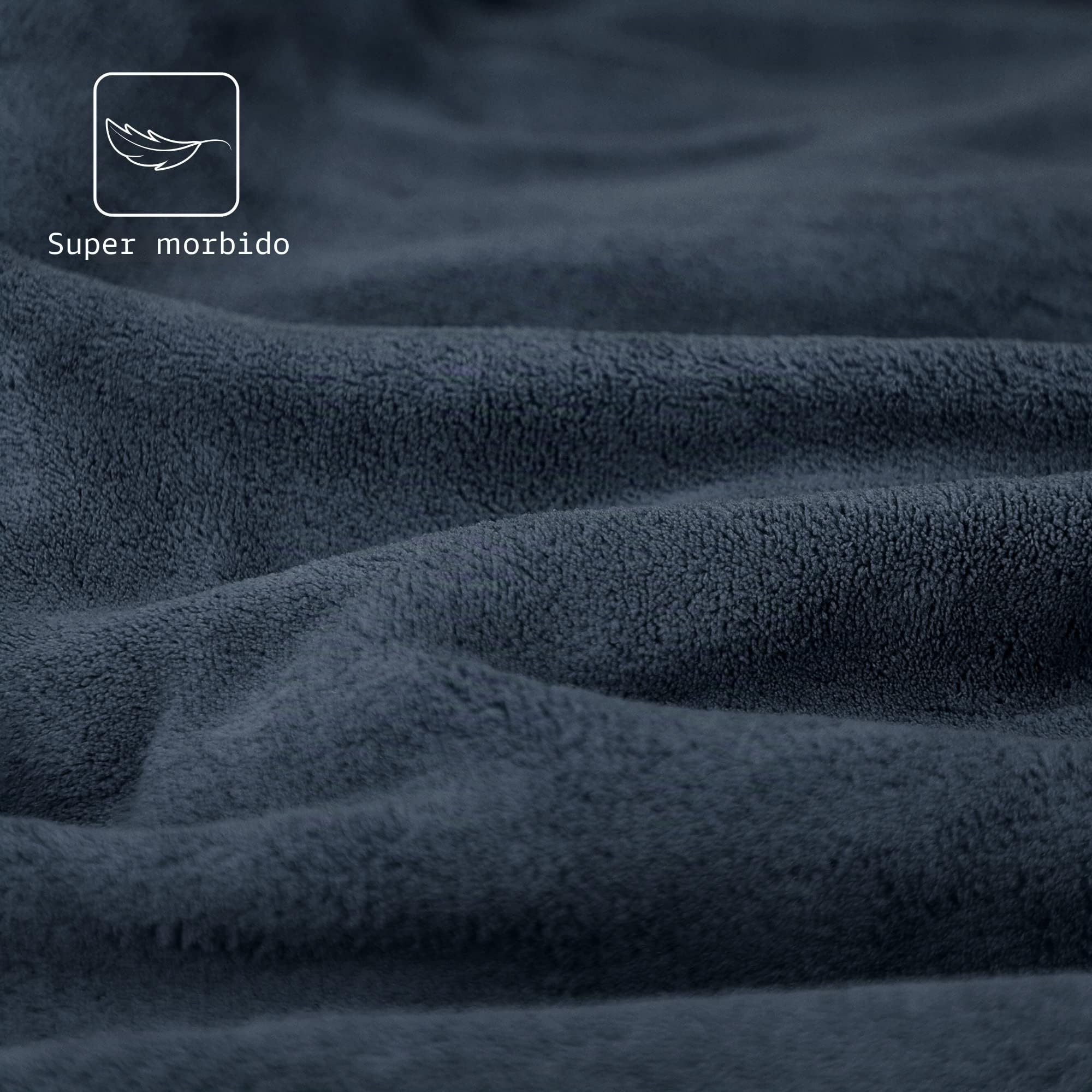 Navaris Coperta Termica con Maniche 195x125cm - Termocoperta Elettrica 150W Riscaldamento Regolabile Timer Telecomando 9 Livelli - Scalda Divano Snuggy - Blu/Crema