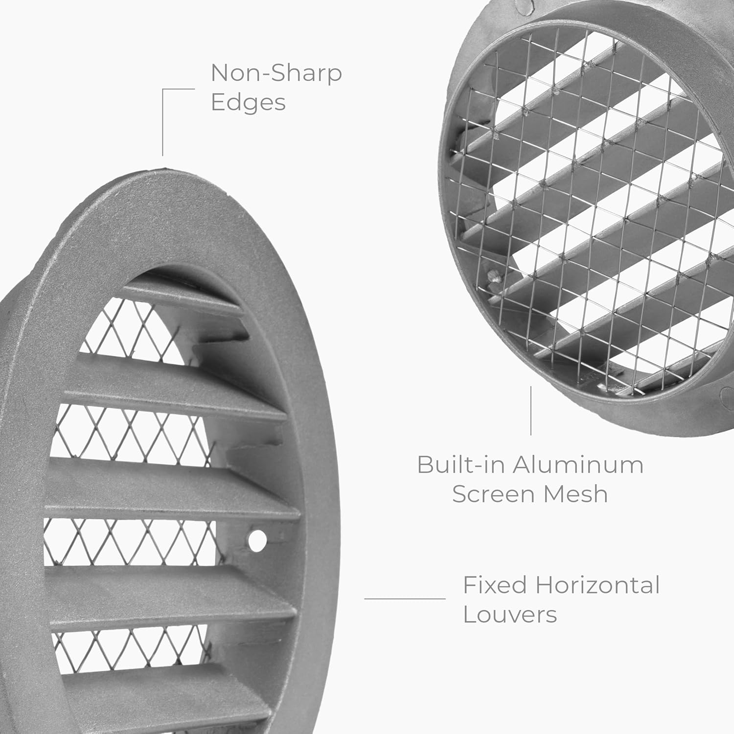 10" Inch Round Aluminum Vent Cover - Air Vent Louver - Soffit Exhaust Vent - Built-in Aluminum Screen - Grill Cover/Dryer Vent Cover for House, Kitchen, Bathroom, Garage, Attic Ventilation
