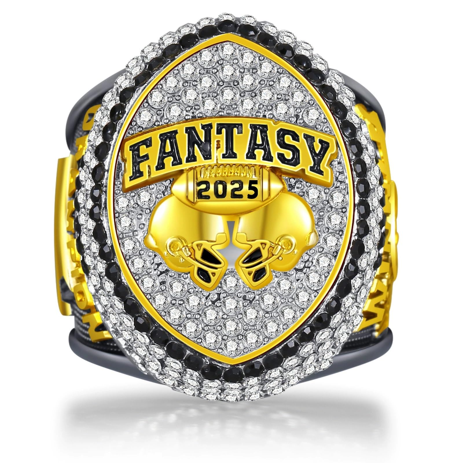 Anello Fantasy Football 2025, Anello del Campionato, Trofeo del Campionato, Confezione Regalo, Scatola for Esposizione degli Anelli(Blanc,10)