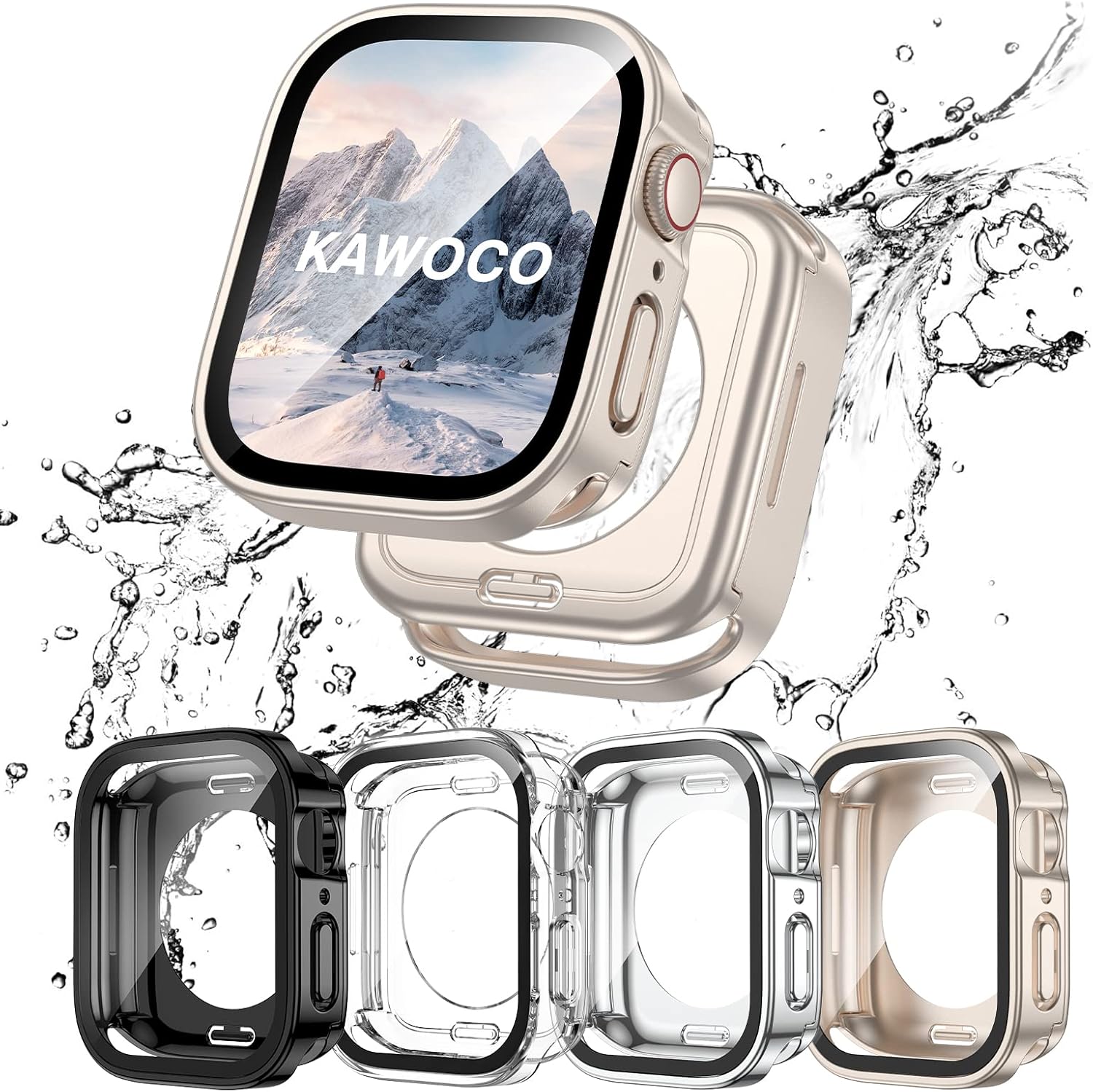 Kawoco 4 Pack Compatible with Apple Watch Waterproof Case
