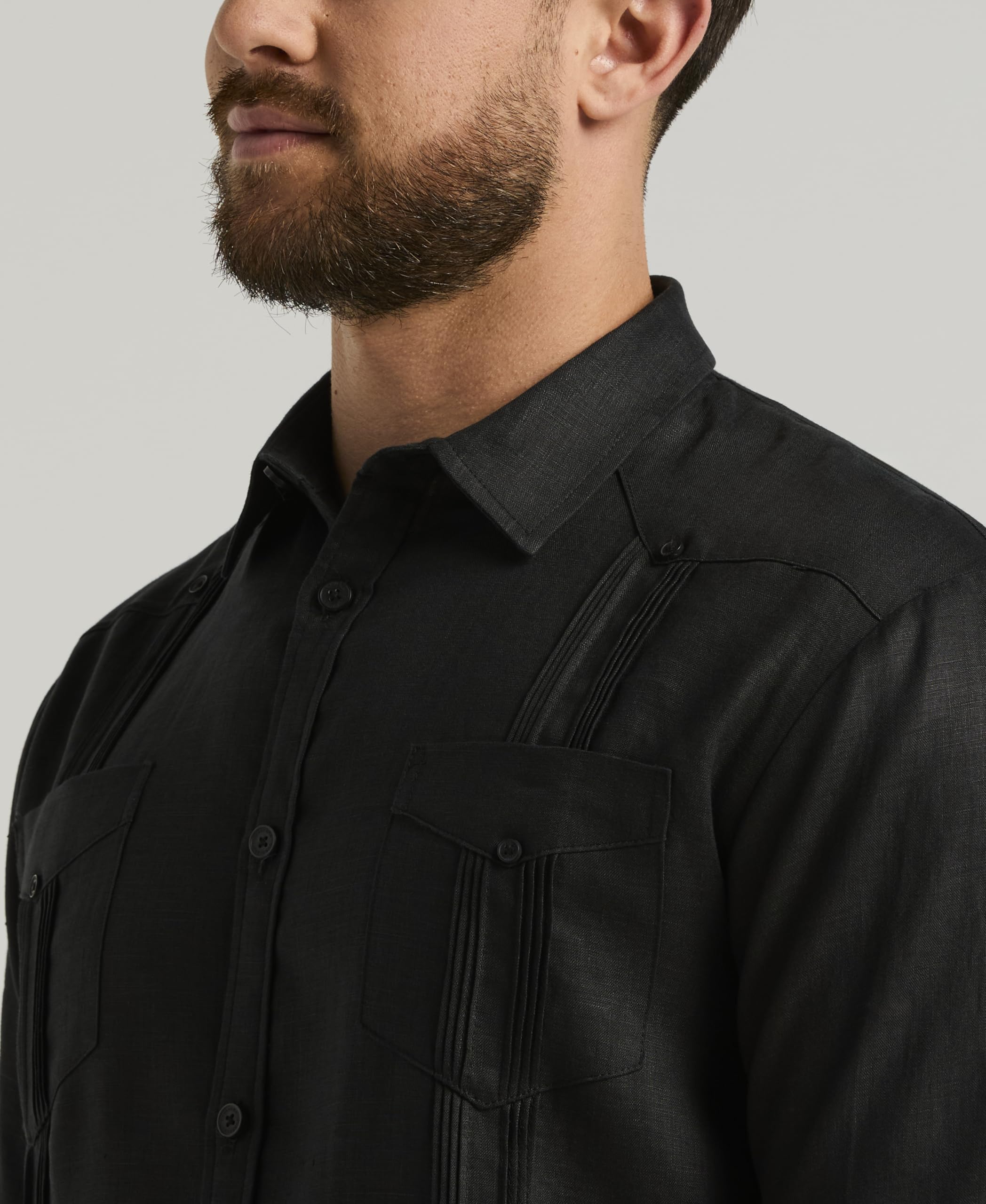 Cubavera 100% Linen Four-Pocket Long Sleeve Button-Down Guayabera Shirt (Available In Big & Tall) Camisa Abotonada Hombre (Pack de 1)