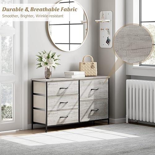 Miniatura 12 de Nicehill Cómoda para dormitorio con 5 cajones, organizador de cajones de almacenamiento, cómoda ancha para armario, ropa, niños, guardería, soporte