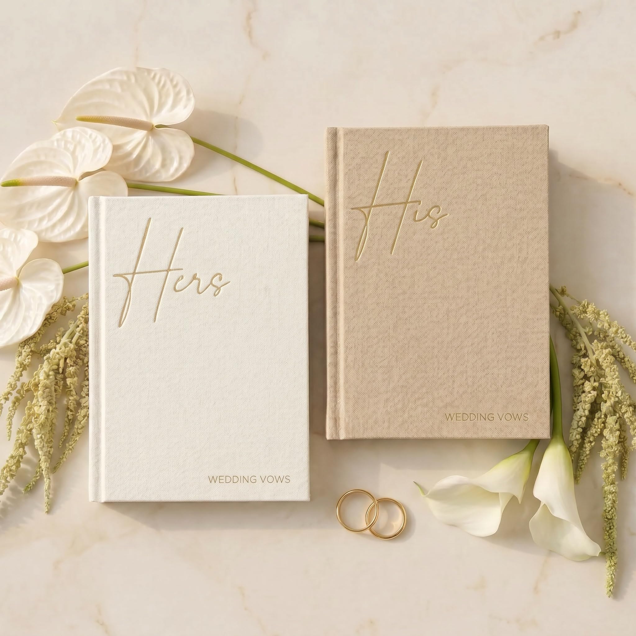 Photo 1 of Elegant Linen Wedding Vow Books With Gold Foil Lettering - Perfectly Sized His and Hers Vow Books With Plenty Of Pages To Write Whatever is on Your Heart - A Beautiful Addition For The Wedding Day