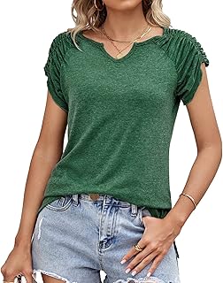 Camiseta de Manga Corta para Mujer, CóModa, Informal, con Cuello en V, Simple y a la Moda, para Mujer, para Fiesta, para el Día a Día