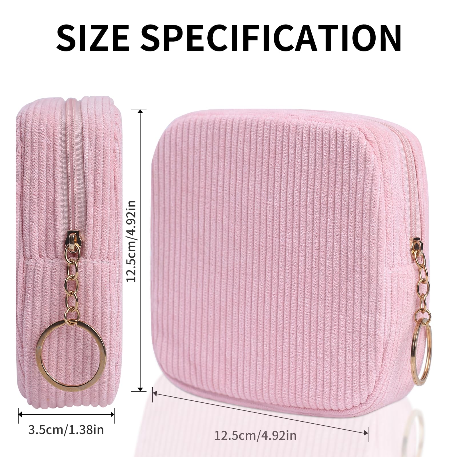 Bolsa de almacenamiento de servilletas sanitarias, bolsa de pana preppy para mujer, bonita bolsa de período portátil con cremallera, bolsa de almohadillas sanitarias para tampones para bolso, 2