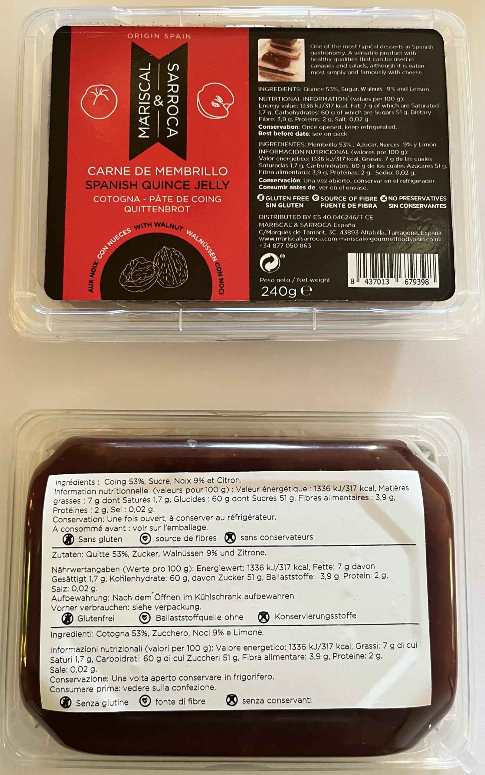 Pack Membrillos 4 x240g Mariscal & Sarroca : Original, con Naranja, con Nueces y con Higos