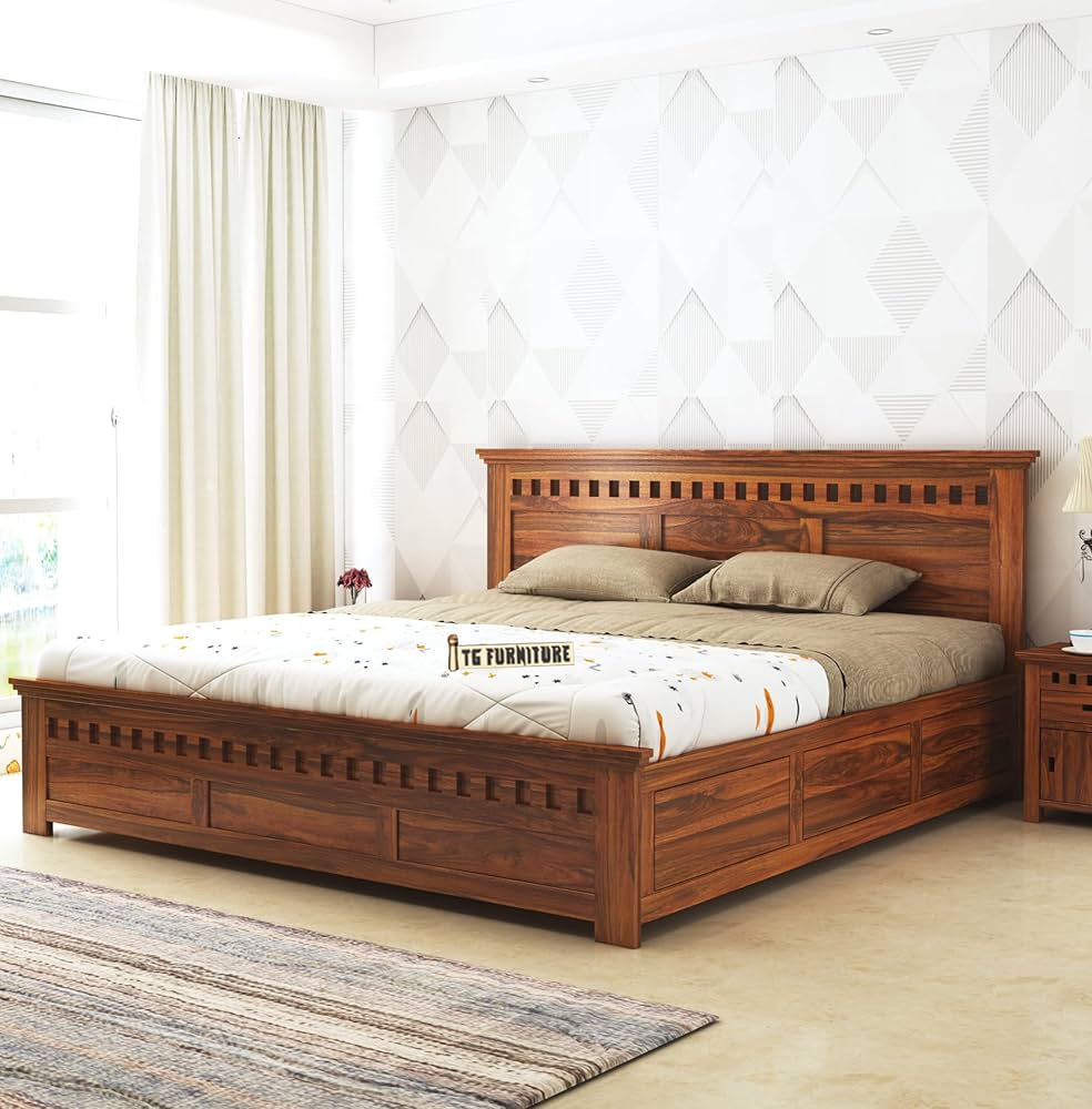 GHROYAL Sheesham Wood Queen Size Bed Home Wooden Double Bed, 45% OFF