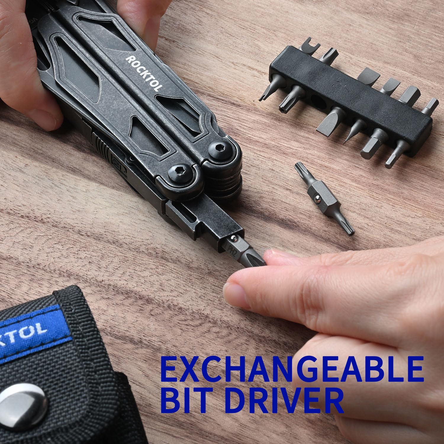ROCKTOL Multitool, lame VG-10, outil multifonction 29 en 1 avec pinces, couteau à fil et scie remplaçables, ensemble d'outils multifonctions en acier inoxydable robuste et gaine en nylon pour outil de