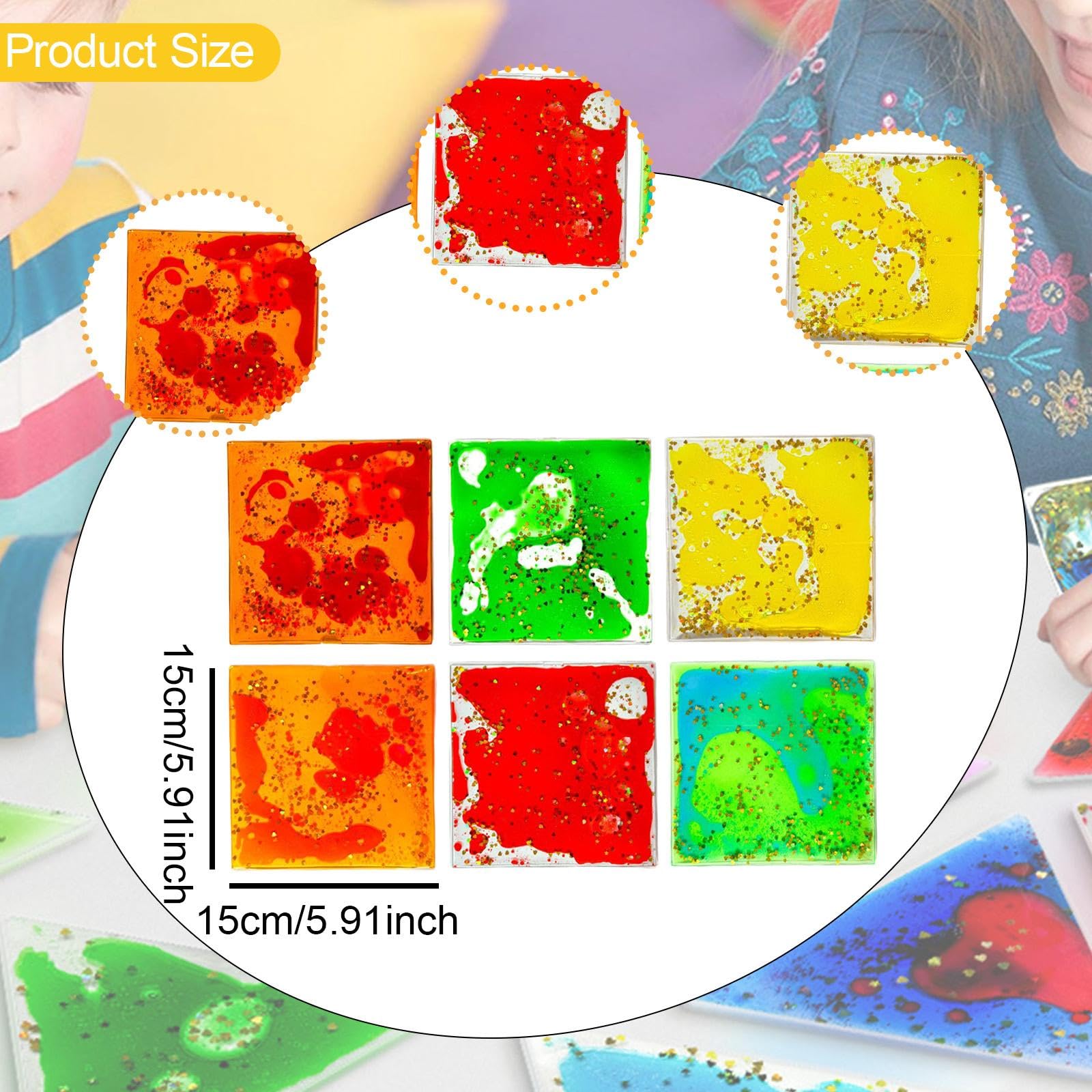 predolo 6X Gel Sensoriale Morbido Gel Liquido Giocattoli Regali da Viaggio Giocattoli Calmanti per Bambini Liquidi Sensoriali per Adolescenti Bambini, Piazza