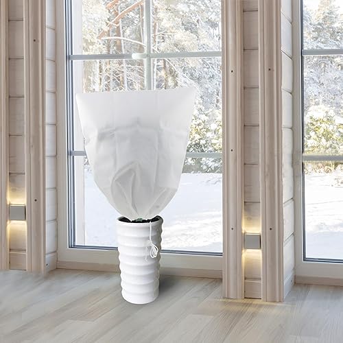 Miniatura 7 de Gardzen Paquete de 5 cubiertas para plantas, protección contra la congelación, cubierta para árbol con cordón, protección de plantas contra