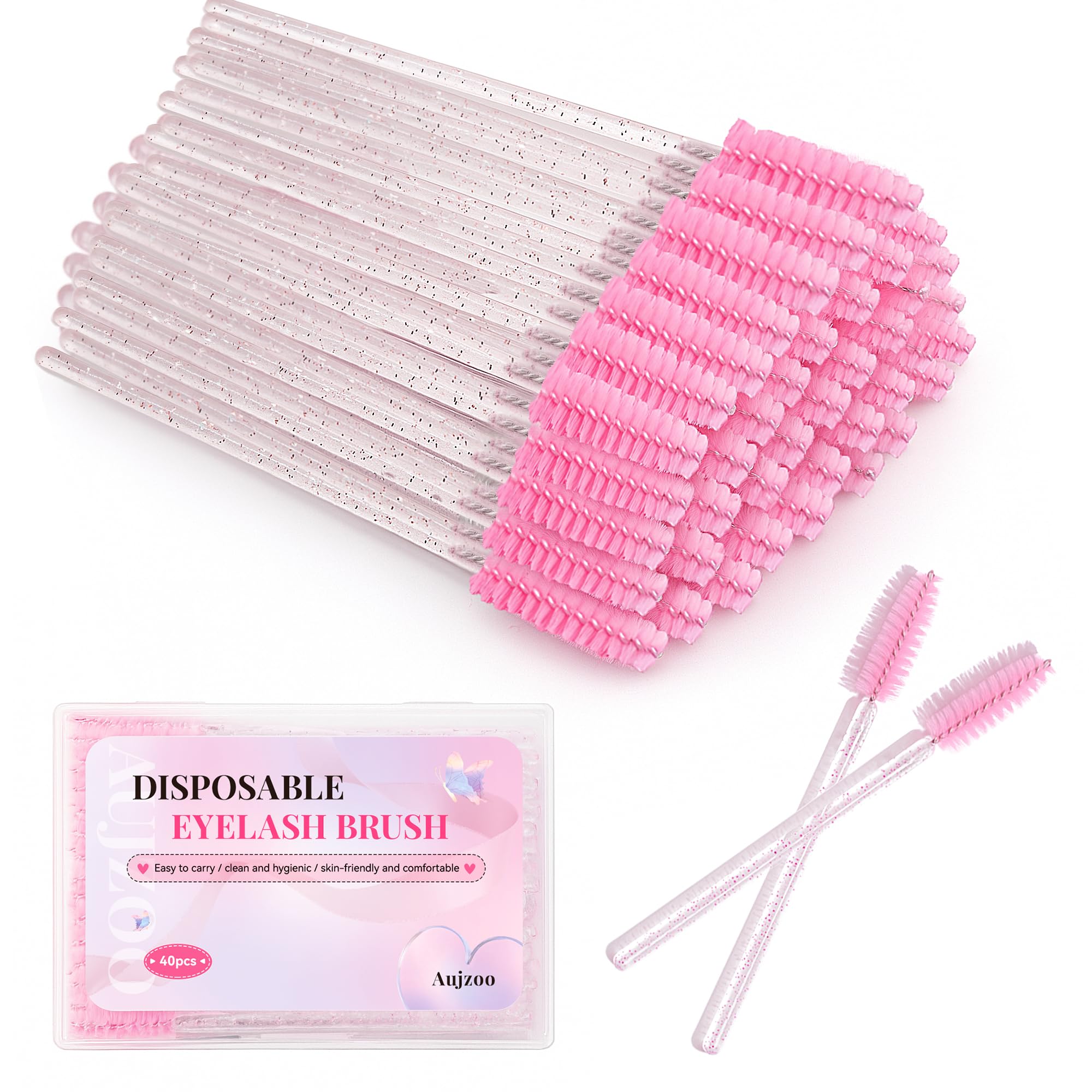 Aujzoo 40 brochas de pestañas kit de maquillaje cepillo de cejas herramientas cosméticas