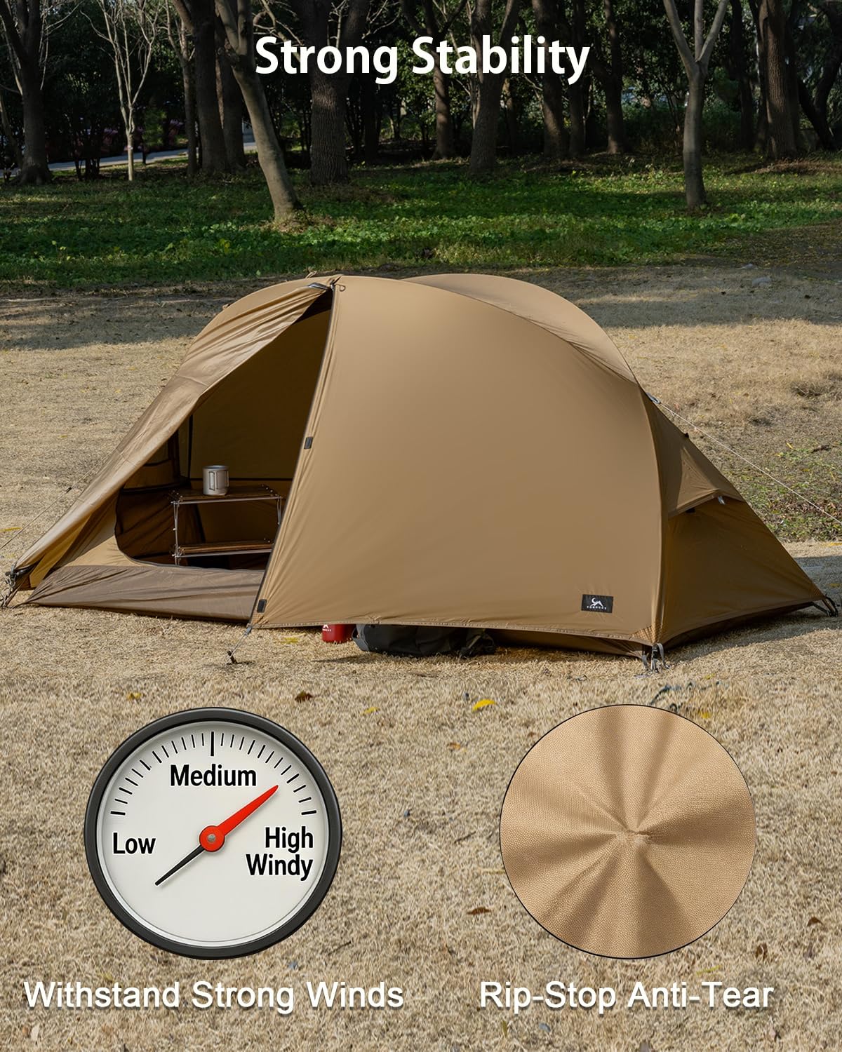 TOMOUNT - Tenda ultraleggera per 1 persona, in nylon, misura piccola, 4 stagioni, impermeabile e antivento, tenda a cupola compatta per escursioni, campeggio, attività all'aperto