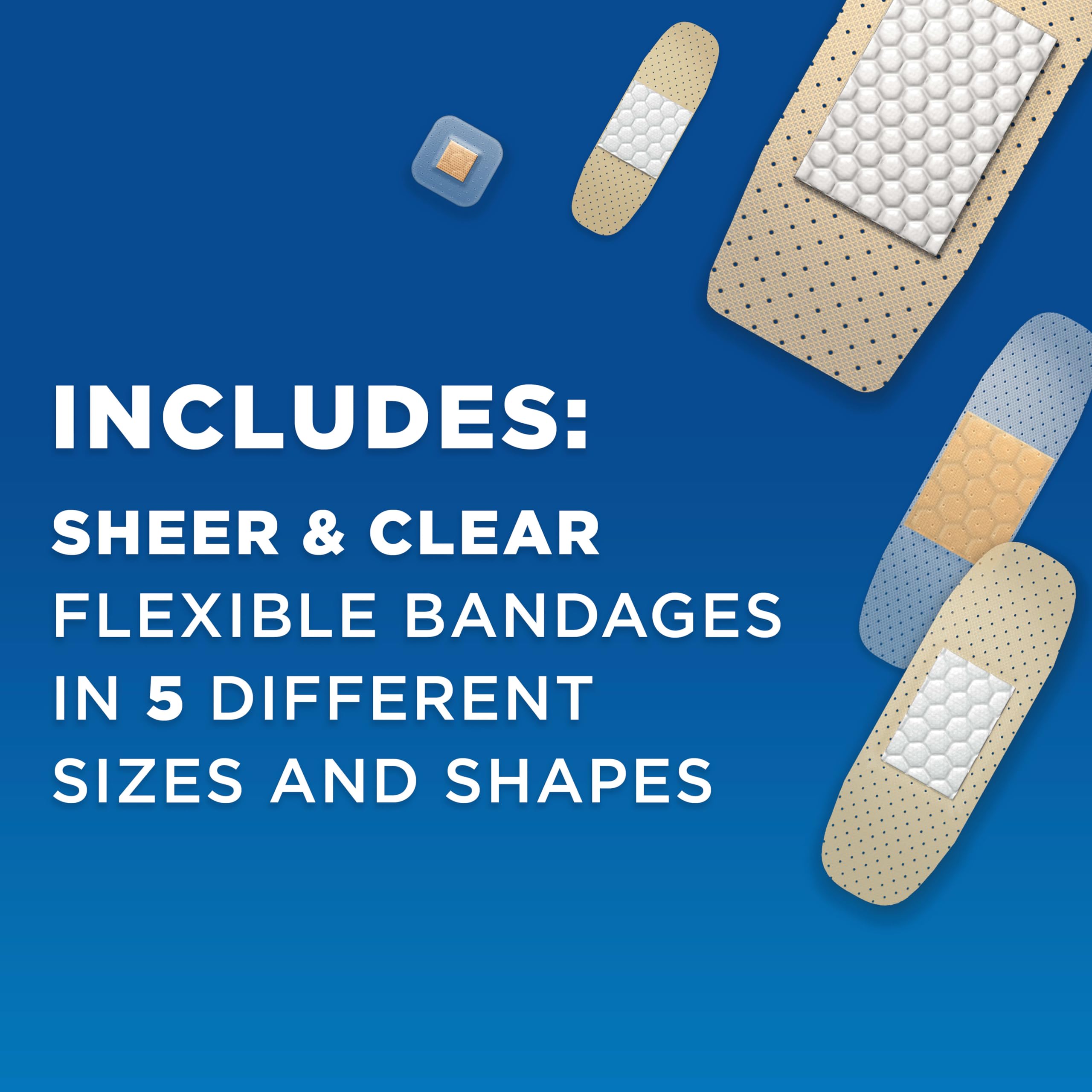 Band-Aid Marca esparadrapo familia paquete de la variedad, sheer claras y vendajes, tamaños surtidos, 280 ct