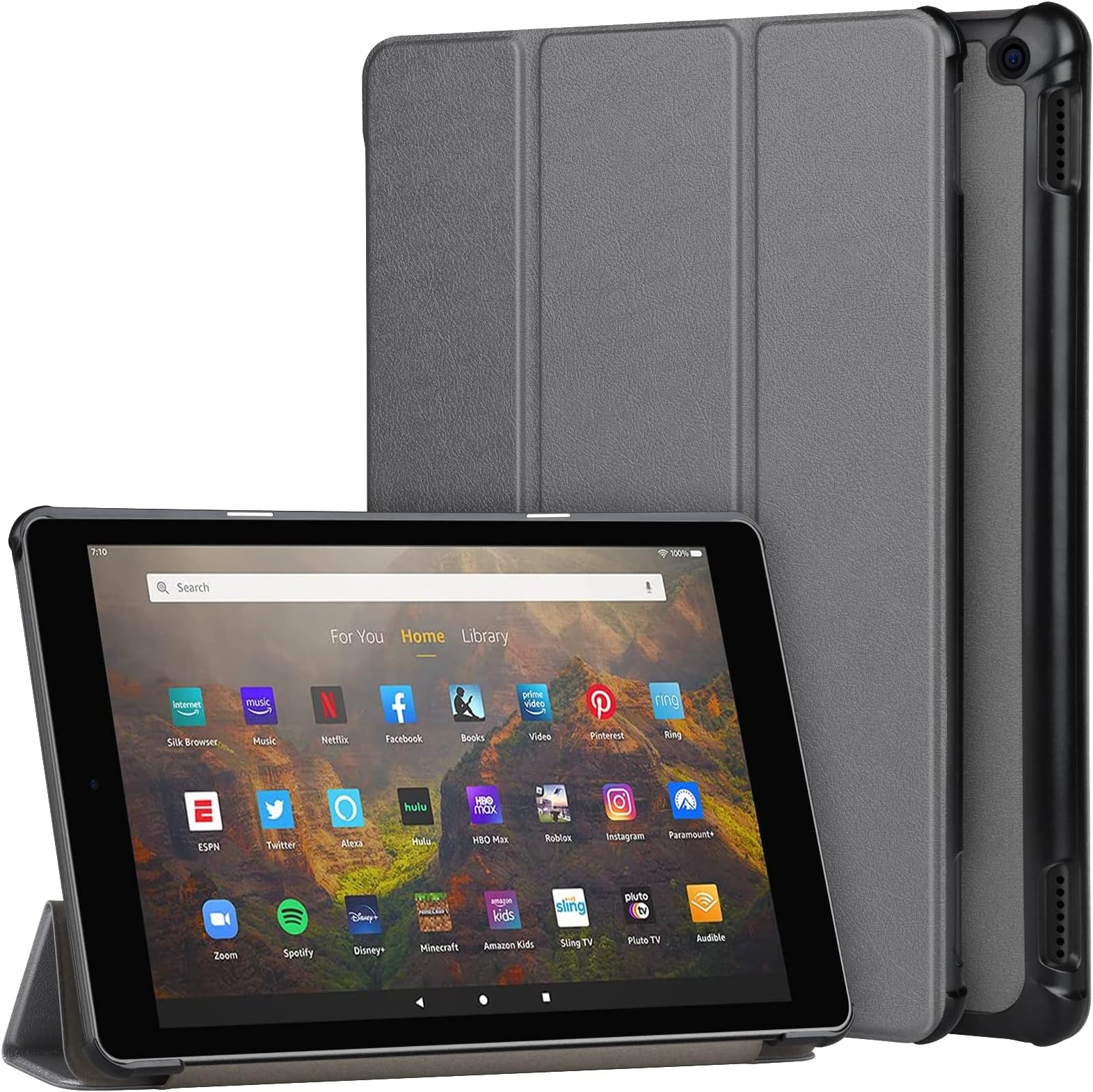 AHYPEBZ Case for All New Fire HD 10 and Fire HD 10 Plus Tablet (Only Compatible with 11th Generation 2021 Release)-Ultra Lightweight Slim Shell Stand Cover Auto Wake/Sleep,Gray