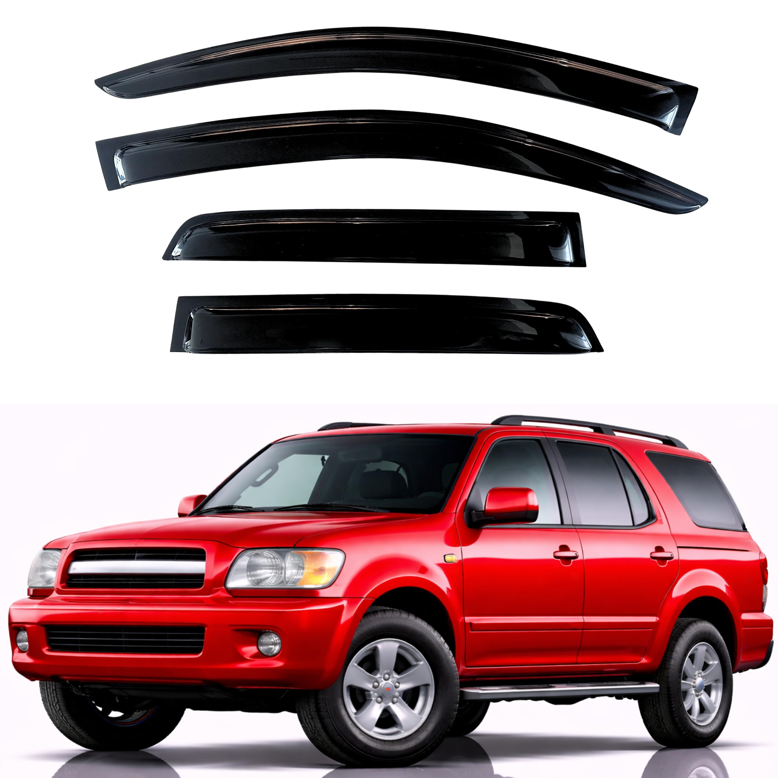 KPY Rain Guards Fit for 2001-2007 Toyota Sequoia, Out-Channel Window Visors Vent Wind Deflectors 4PC, Car Accessories for 01-07 Sequoia