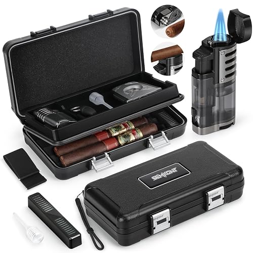 Cigar Humidor, Portable Travel Cigar Box, Double Cigar Humidor with