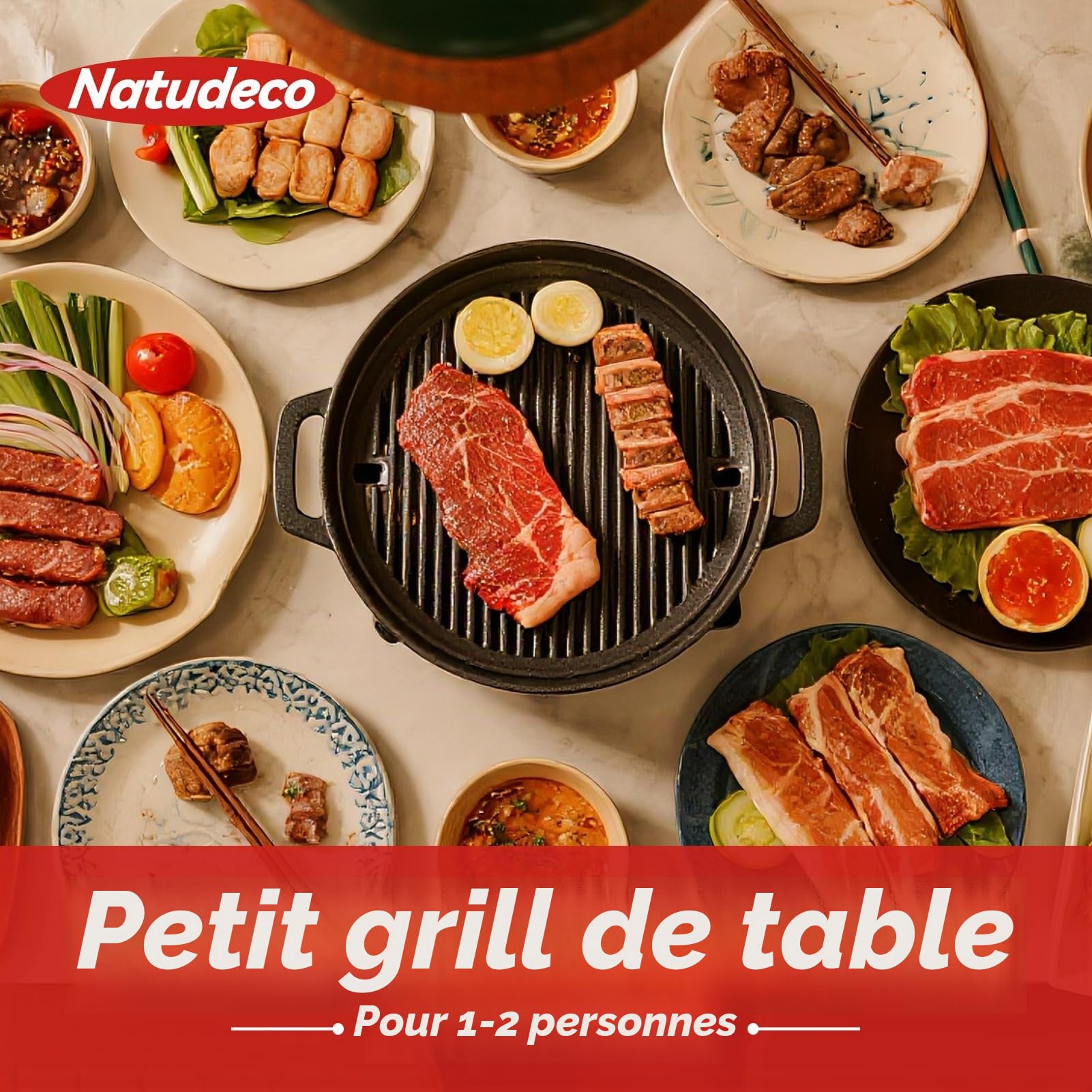 Grill de table portable barbecue sans fumée Grill à charbon pour une personne, barbecue intérieur, pique-nique extérieur