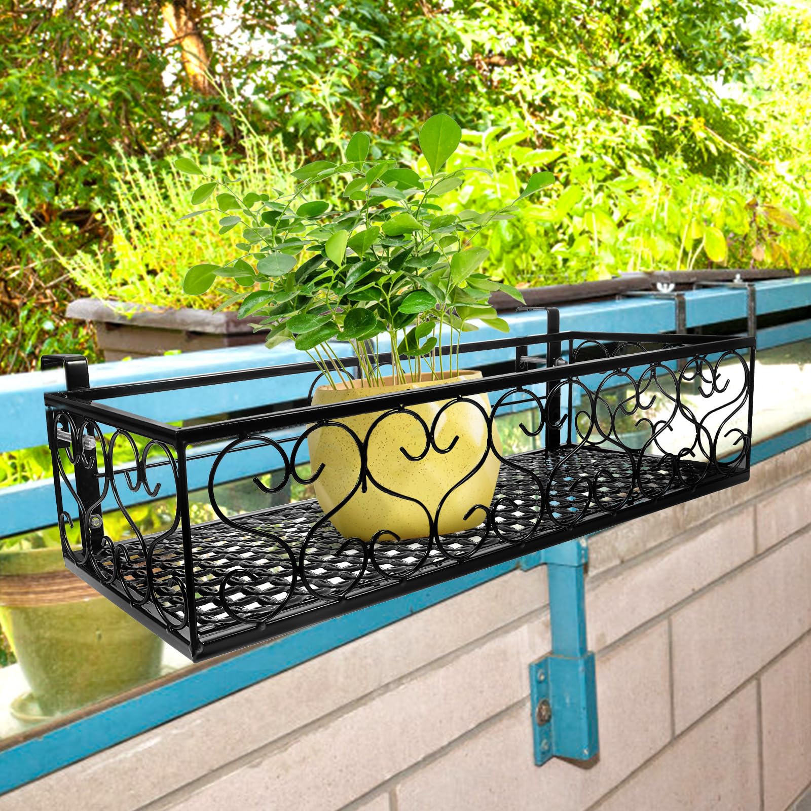 Beaupretty Metallo Nero Portavaso da Appendere per Balcone e Finestra