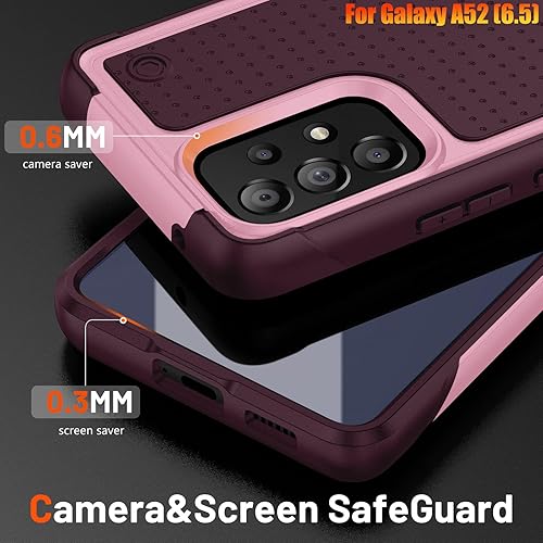 Miniatura 4 de Funda resistente para Samsung Galaxy A52(5G) de 6.5 pulgadas, 4 esquinas con bolsas de aire protección contra caídas de 12 pies, agarre texturizado
