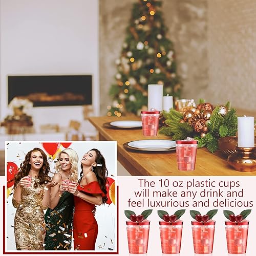 Miniatura 7 de Norme 50 vasos de plástico transparente de 10 onzas, vasos de plástico con bordes, vasos desechables elegantes para fiestas, bodas, día de Acción de