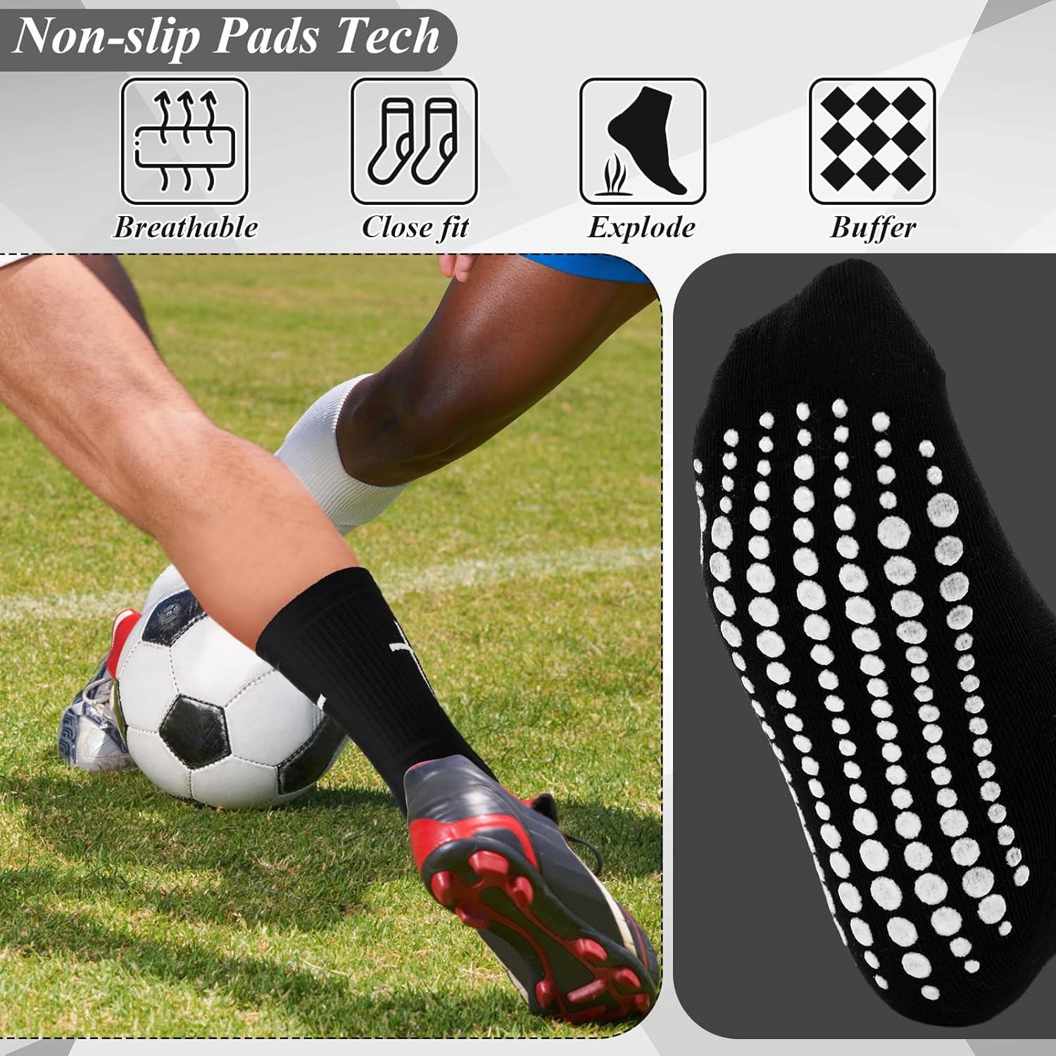 12 Pairs Cross Grip Soccer Socks Soccer Shin Guard Sleeves Non Slip Christian Socks with Bible Verse for Men Women