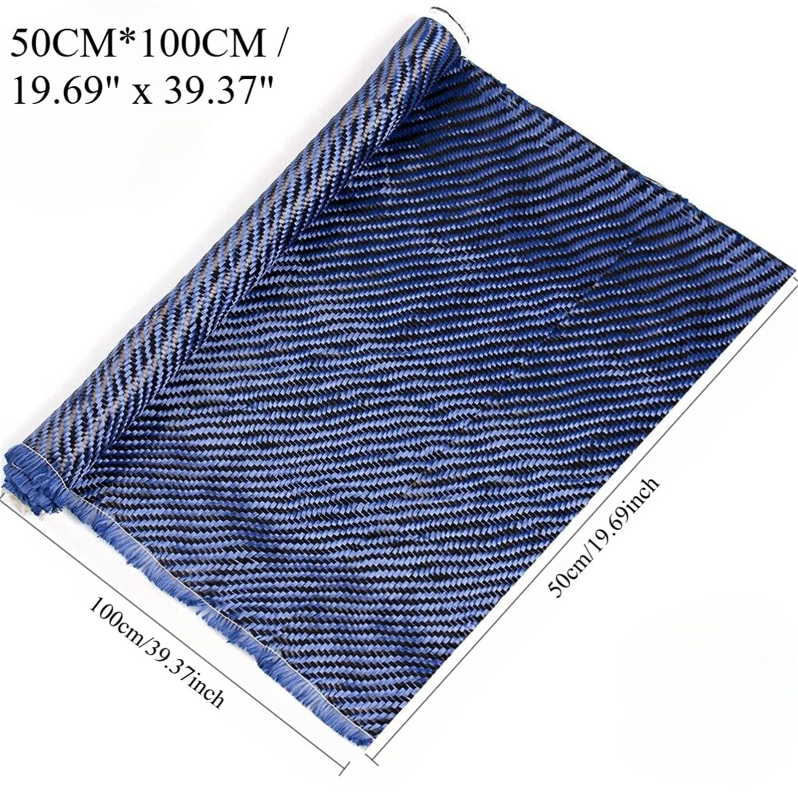 Blue Black Carbon Fiber Fabric 50cm x 100cm 2x2 Twill Weave 3K 200g Cloth for Custom Parts Car Boats and More