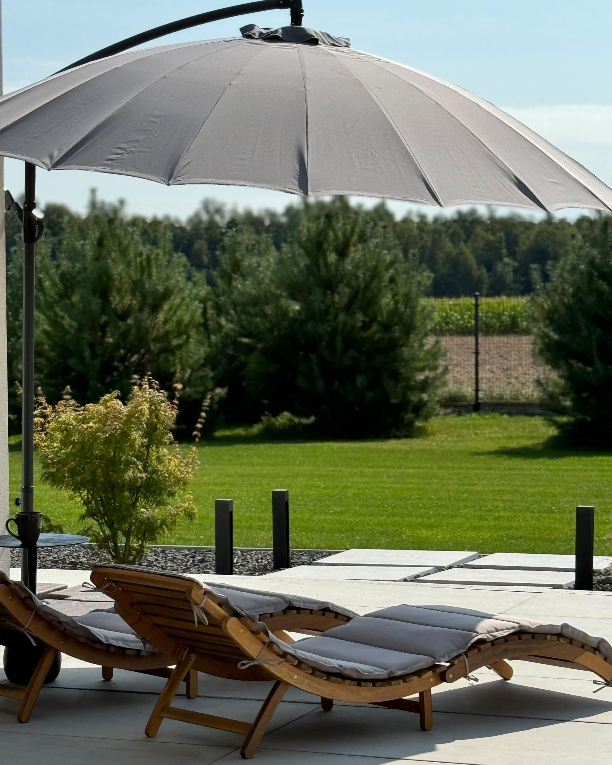 Parasol ogrodowy ciemnoszary na wysięgniku metalowy składany ø 268 cm Calabria