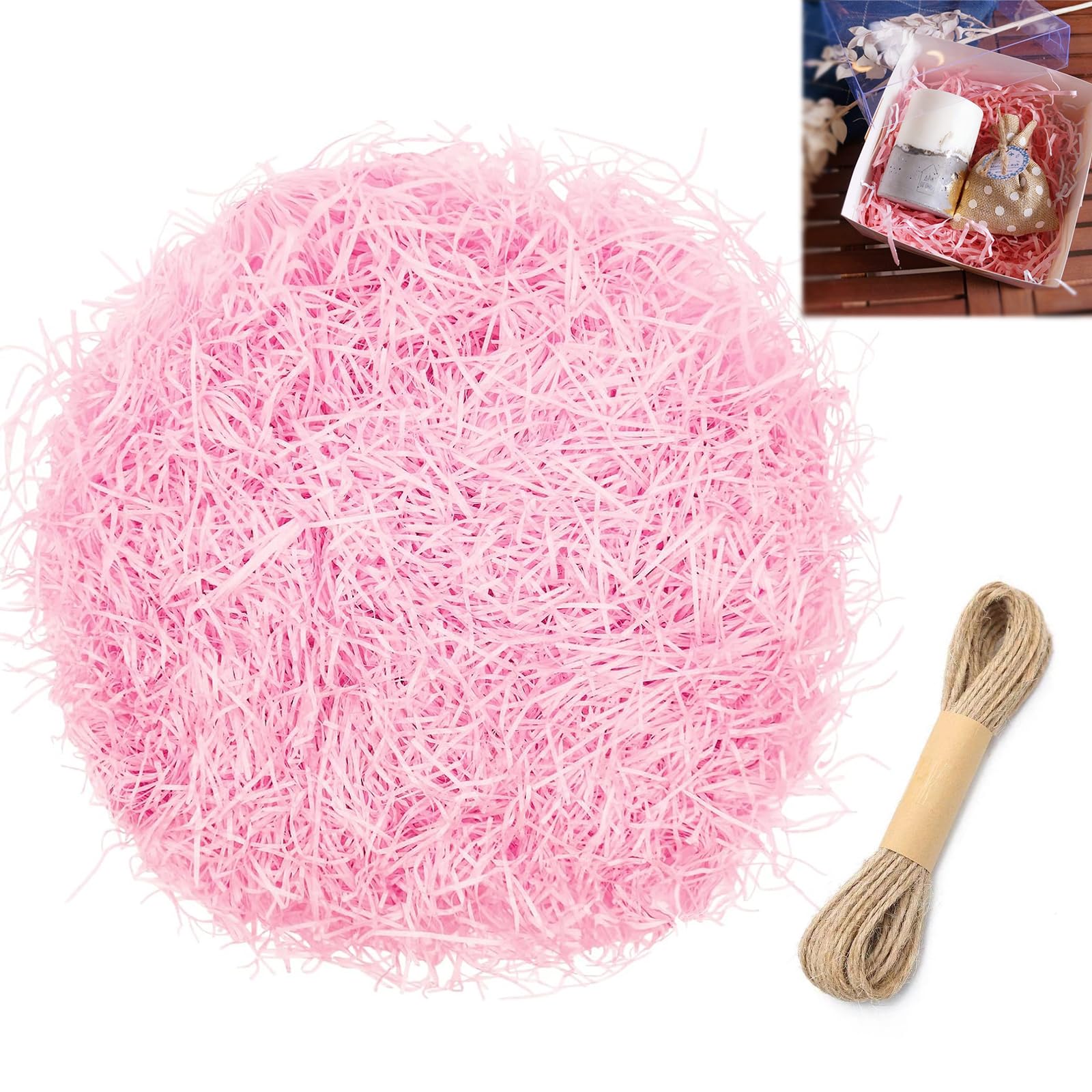 100g Trucioli per Imballaggi, Paglia per Cesti Natalizi, Materiale di Riempimento in Carta per Scatole Regalo, Carta Tagliuzzata per Confezioni, Per Pacchetti, Decorazione Regalo Festival, Rosa