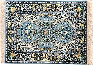 Beautiful Blue Oriental Woven Rug Mousepad - Oriental Carpet Computer Mousemat Miniature
