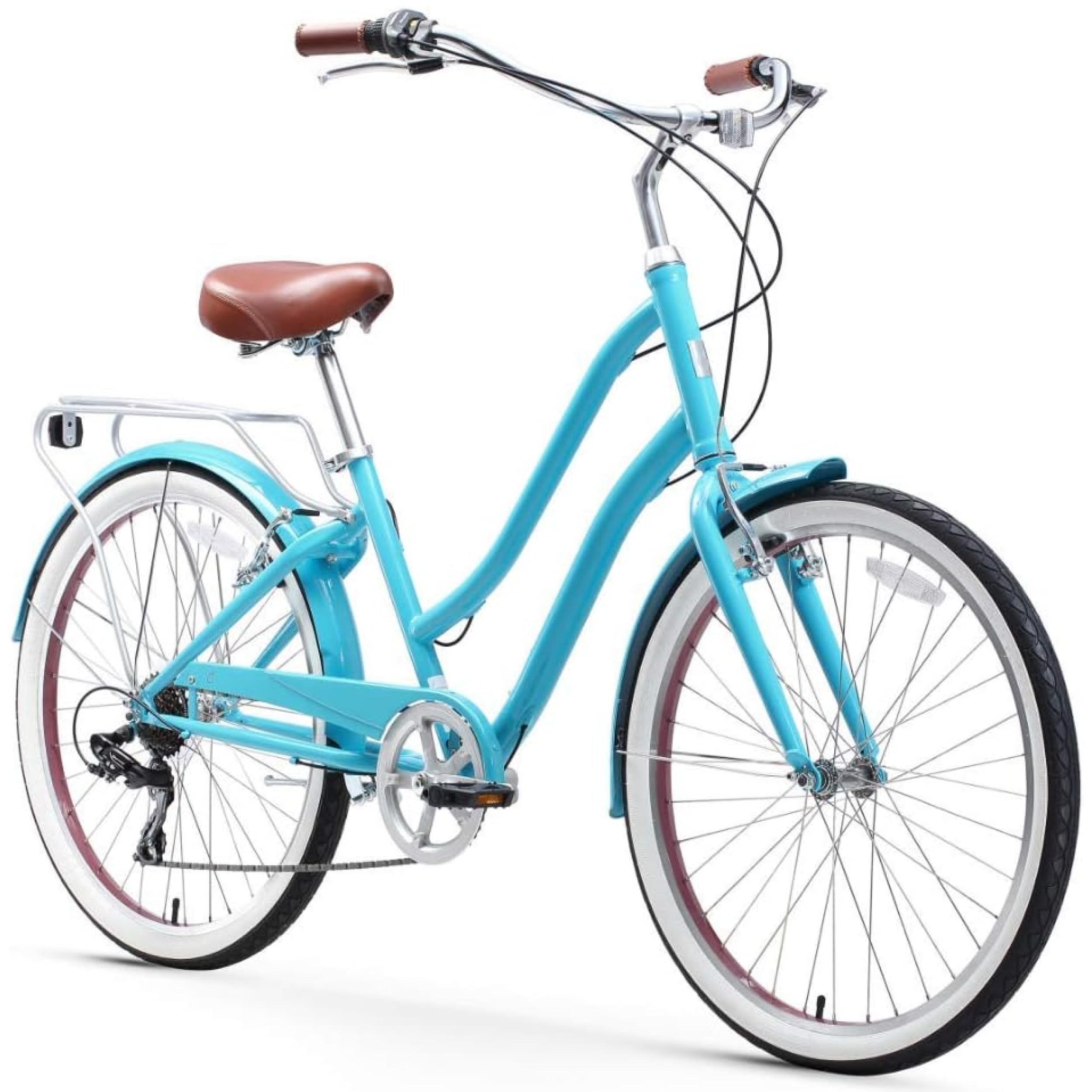 sixthreezero EVRYjourney Women's Steel Beach Cruiser Bike, Step Through Hybrid Bicycle, 26 Inch Wheels, Multiple Speed Options and Colors