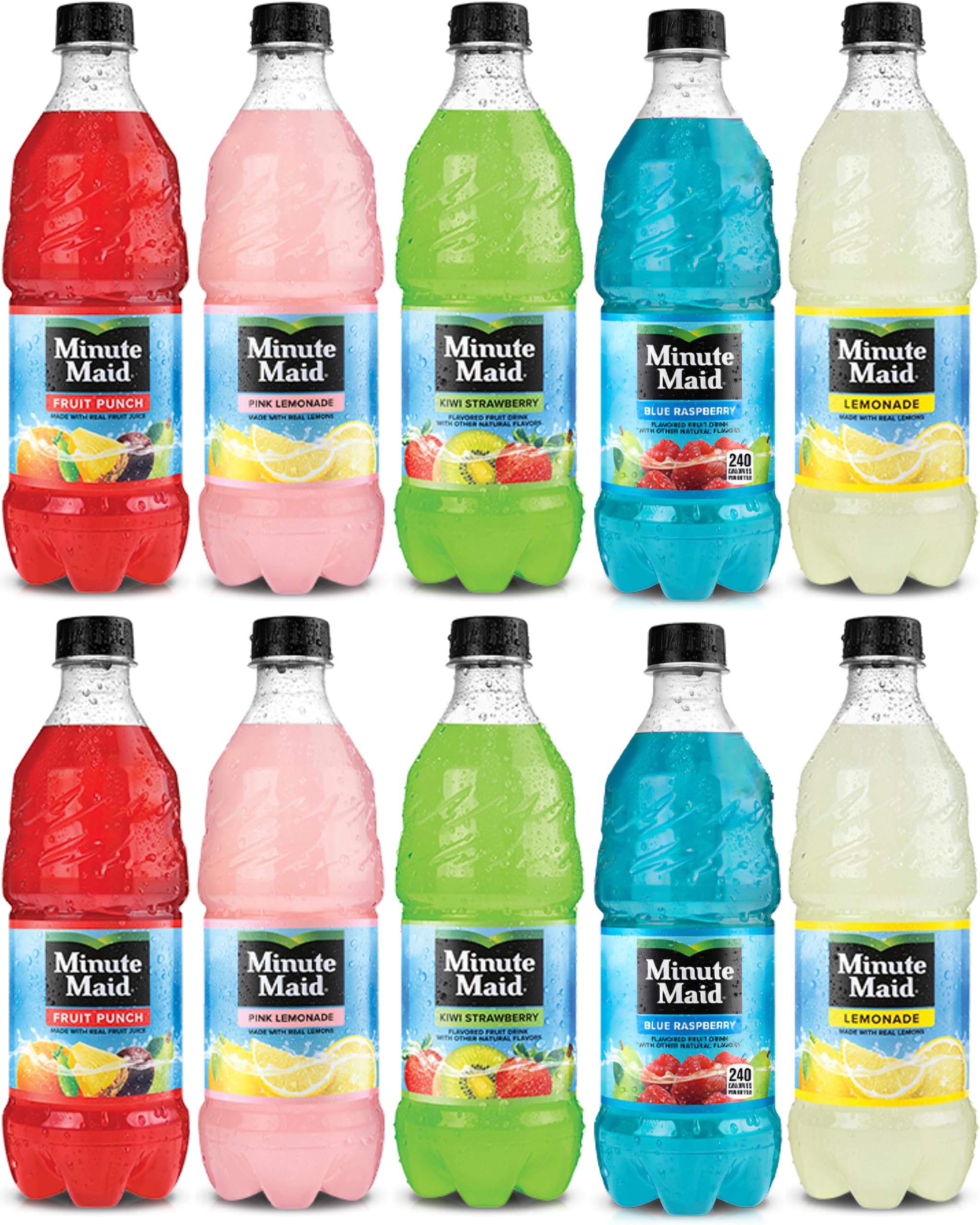 Minute Maid Fruit Punch 5 Flavors Variety Pack, Lemonade And Fruit Drinks 20 Oz (Pack of 10)
